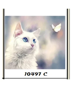 DIAMOND PAINTING ΜΕ ΧΑΝΤΡΕΣ 30Χ30cm ΚΩΔ.10497 ΛΕΥΚΗ ΓΑΤΑ ΜΕ ΠΕΤΑΛΟΥΔΑ