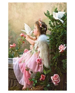 DIAMOND PAINTING ΜΕ ΧΑΝΤΡΕΣ 20Χ30cm ΚΩΔ.10490 ΚΟΡΙΤΣΙ ΜΕ ΛΕΥΚΟ ΠΕΡΙΣΤΕΡΙ