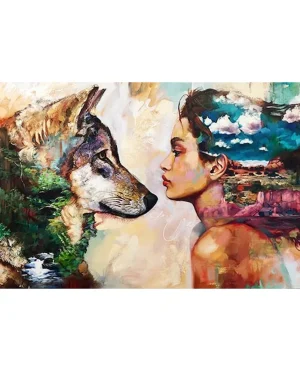 DIAMOND PAINTING ΜΕ ΧΑΝΤΡΕΣ 20Χ30cm ΚΩΔ.50852 ΖΩΓΡΑΦΙΑ ΓΥΝΑΙΚΑ ΜΕ ΛΥΚΟ