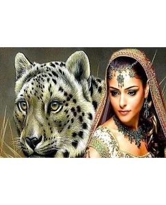 DIAMOND PAINTING ΜΕ ΧΑΝΤΡΕΣ 20Χ30cm ΚΩΔ.60602 ΓΥΝΑΙΚΑ ΜΕ ΛΕΟΠΑΡΔΑΛΗ