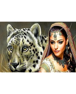 DIAMOND PAINTING ΜΕ ΧΑΝΤΡΕΣ 20Χ30cm ΚΩΔ.60602 ΓΥΝΑΙΚΑ ΜΕ ΛΕΟΠΑΡΔΑΛΗ
