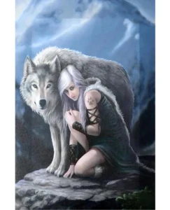 DIAMOND PAINTING ΜΕ ΧΑΝΤΡΕΣ 20Χ30cm ΓΥΝΑΙΚΑ ΜΕ ΛΥΚΟ
